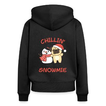 Carlin Chillin avec mon bonhomme de neige - Sweat à capuche zippé Premium bio Femme - noir - Dos - Julia (174cm)