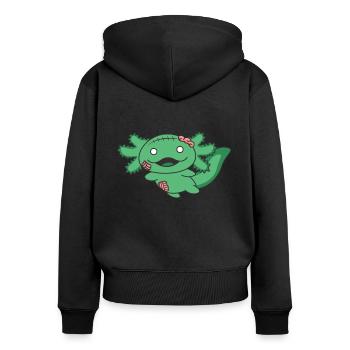 Axolotl Halloween Zombie Costume - Sweat à capuche zippé Premium bio Femme - noir - Dos - Julia (174cm)