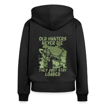 Bowhunting Old Hunters Never Shooting Bowhunter - Frauen Premium Bio Zip Hoodie - Schwarz - Hinten - Julia (174cm)