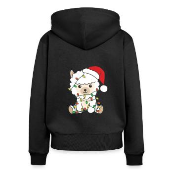 Alpaga Noël Animaux d’hiver Alpagas - Sweat à capuche zippé Premium bio Femme - noir - Dos - Julia (174cm)