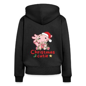 Axolotl Weihnachten Axolotls Christmas Cutie - Frauen Premium Bio Zip Hoodie - Schwarz - Hinten - Julia (174cm)