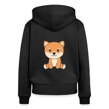 Shiba Inu süße Hunde lustige Shiba Inus - Frauen Premium Bio Zip Hoodie - Schwarz - Hinten - Julia (174cm)