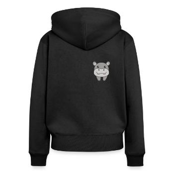 Hippopotame dans la poche hippopotames mignons dans la poche poitrine - Sweat à capuche zippé Premium bio Femme - noir - Dos - Julia (174cm)