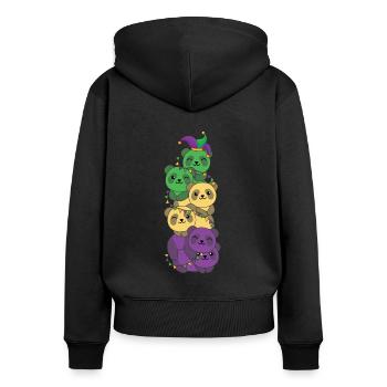 let the shenanigans begin Mardi Gras Panda Tower - Women's Premium Organic Zip Hoodie - black - Back - Julia (174cm)