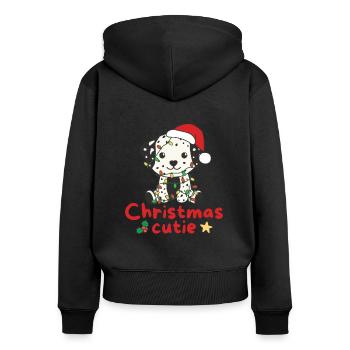 Chiens de Noël dalmates Mignon de Noël - Sweat à capuche zippé Premium bio Femme - noir - Dos - Julia (174cm)
