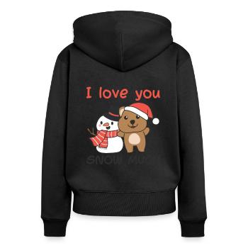 Quokka I love you snow much schneemann wortspiel - Frauen Premium Bio Zip Hoodie - Schwarz - Hinten - Julia (174cm)