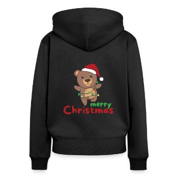 Ours Joyeux Noël Animaux d’hiver Ours - Sweat à capuche zippé Premium bio Femme - noir - Dos - Julia (174cm)