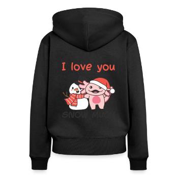 Axolotl I love you snow much schneemann wortspiel - Frauen Premium Bio Zip Hoodie - Schwarz - Hinten - Julia (174cm)