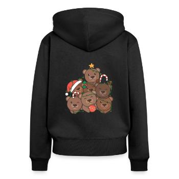 Ours Arbre de Noël Drôle Animal Noël - Sweat à capuche zippé Premium bio Femme - noir - Dos - Julia (174cm)