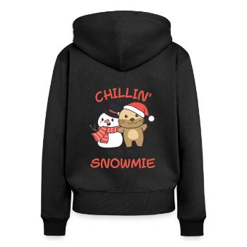 Otter Chillin avec mon schneemann snowmie - Sweat à capuche zippé Premium bio Femme - noir - Dos - Julia (174cm)