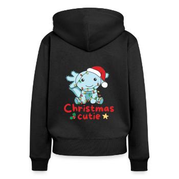 Axolotl Weihnachten Axolotls Christmas Cutie - Frauen Premium Bio Zip Hoodie - Schwarz - Hinten - Julia (174cm)