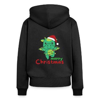 Dragon Merry Christmas Winter Animals Dragon - Women's Premium Organic Zip Hoodie - black - Back - Julia (174cm)