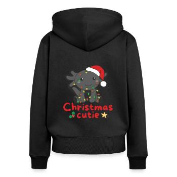 Axolotl Weihnachten Axolotls Christmas Cutie - Frauen Premium Bio Zip Hoodie - Schwarz - Hinten - Julia (174cm)