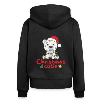Ours polaire Noël Ours polaire Mignon de Noël - Sweat à capuche zippé Premium bio Femme - noir - Dos - Julia (174cm)