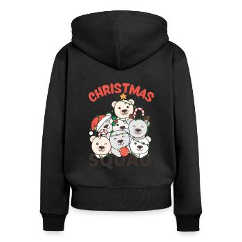 Ours polaire Arbre de Noël Escouade de Noël Ours polaires - Sweat à capuche zippé Premium bio Femme - noir - Dos - Julia (174cm)