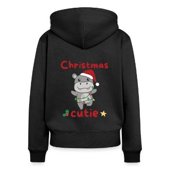 Hippo Christmas Horses Christmas Cutie - Women's Premium Organic Zip Hoodie - black - Back - Julia (174cm)
