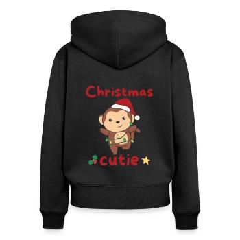 Monkey Christmas Monkeys Christmas Cutie - Women's Premium Organic Zip Hoodie - black - Back - Julia (174cm)