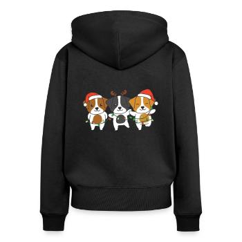 Jack Russell Weihnachten Weihnachtstier süße Hunde - Frauen Premium Bio Zip Hoodie - Schwarz - Hinten - Julia (174cm)