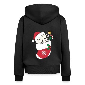 Dalmatian Christmas Snow Winter Animals Dogs - Women's Premium Organic Zip Hoodie - black - Back - Julia (174cm)