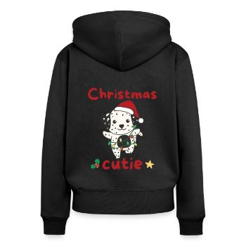 Chiens de Noël dalmates Mignon de Noël - Sweat à capuche zippé Premium bio Femme - noir - Dos - Julia (174cm)