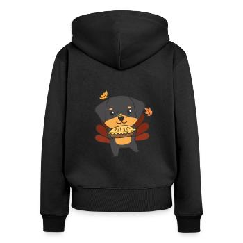 Tenues de Thanksgiving Day Dinde Rottweil avec tarte - Sweat à capuche zippé Premium bio Femme - noir - Dos - Julia (174cm)
