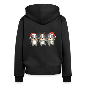 Berger australien Noël Chiens mignons - Sweat à capuche zippé Premium bio Femme - noir - Dos - Julia (174cm)