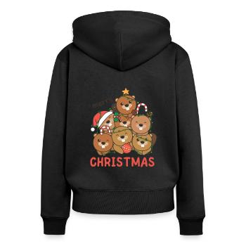Castor Arbre de Noël Joyeux Noël - Sweat à capuche zippé Premium bio Femme - noir - Dos - Julia (174cm)