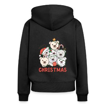 Arbre de Noël de l’ours polaire Joyeux Noël - Sweat à capuche zippé Premium bio Femme - noir - Dos - Julia (174cm)