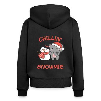 Elephant Chillin avec mon bonhomme de neige - Sweat à capuche zippé Premium bio Femme - noir - Dos - Julia (174cm)