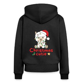 Alpaka Weihnachten Alpakas Christmas Cutie - Frauen Premium Bio Zip Hoodie - Schwarz - Hinten - Julia (174cm)