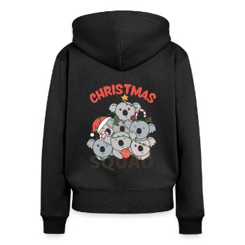 Koala Arbre de Noël Escouade de Noël Koalas - Sweat à capuche zippé Premium bio Femme - noir - Dos - Julia (174cm)