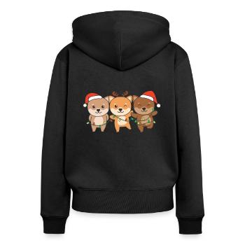 Shiba Inu Weihnachten Weihnachtstiere süße Hunde - Frauen Premium Bio Zip Hoodie - Schwarz - Hinten - Julia (174cm)