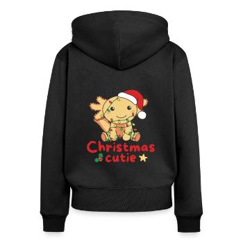 Axolotl Weihnachten Axolotls Christmas Cutie - Frauen Premium Bio Zip Hoodie - Schwarz - Hinten - Julia (174cm)
