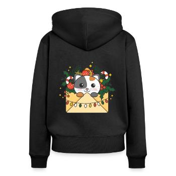 Katze Weihnachten Brief Winter Tiere Katzen - Frauen Premium Bio Zip Hoodie - Schwarz - Hinten - Julia (174cm)