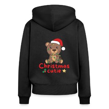 Bear Christmas Bear Christmas Cutie - Women's Premium Organic Zip Hoodie - black - Back - Julia (174cm)