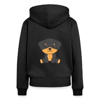 Rottweiler chiens mignons drôles Rottweiler - Sweat à capuche zippé Premium bio Femme - noir - Dos - Julia (174cm)