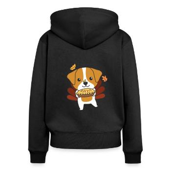 thanksgiving day outfits turkey jack Russell Pie - Women's Premium Organic Zip Hoodie - black - Back - Julia (174cm)