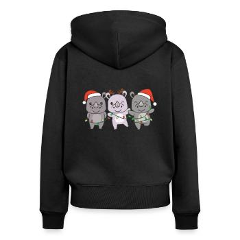 Nashorn Weihnachten Weihnachtstiere süße Tiere - Frauen Premium Bio Zip Hoodie - Schwarz - Hinten - Julia (174cm)