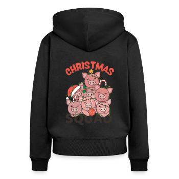 Cochon Arbre de Noël Escouade de Noël Cochons - Sweat à capuche zippé Premium bio Femme - noir - Dos - Julia (174cm)