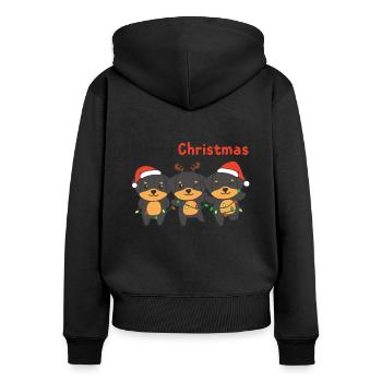 Rottweiler Joyeux Noël mignons chiens - Sweat à capuche zippé Premium bio Femme - noir - Dos - Julia (174cm)