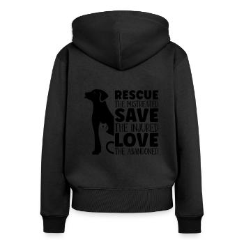 Sauver l’amoureux des animaux maltraités Sauveteur d’animaux - Sweat à capuche zippé Premium bio Femme - noir - Dos - Julia (174cm)