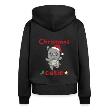 Nashorn Weihnachten Nashörner Christmas Cutie - Frauen Premium Bio Zip Hoodie - Schwarz - Hinten - Julia (174cm)
