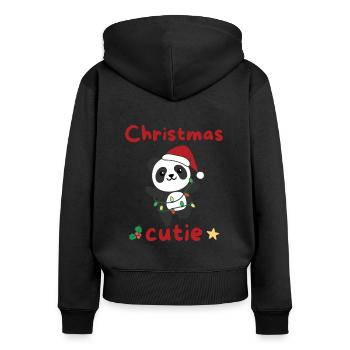 Panda Weihnachten Pandas Christmas Cutie - Frauen Premium Bio Zip Hoodie - Schwarz - Hinten - Julia (174cm)
