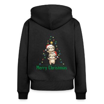 Sloth Christmas tree Christmas animals Sloths - Women's Premium Organic Zip Hoodie - black - Back - Julia (174cm)