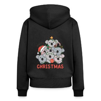 Koala Arbre de Noël Joyeux Noël - Sweat à capuche zippé Premium bio Femme - noir - Dos - Julia (174cm)