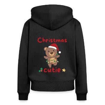 Bear Christmas Bear Christmas Cutie - Women's Premium Organic Zip Hoodie - black - Back - Julia (174cm)