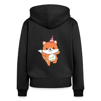 Fox for a birthday for children a birthday - Women's Premium Organic Zip Hoodie - black - Back - Julia (174cm)
