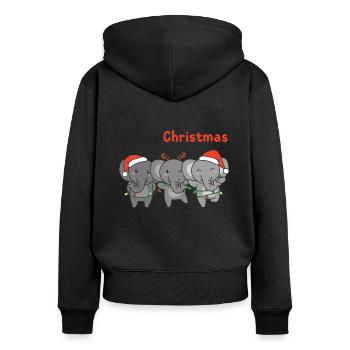 Éléphant Noël Animaux Éléphants Joyeux Noël - Sweat à capuche zippé Premium bio Femme - noir - Dos - Julia (174cm)