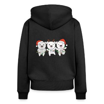 Eisbär Weihnachten Weihnachtstiere süße Eisbären - Frauen Premium Bio Zip Hoodie - Schwarz - Hinten - Julia (174cm)