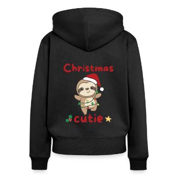 Sloth Christmas Sloths Christmas Cutie - Women's Premium Organic Zip Hoodie - black - Back - Julia (174cm)
